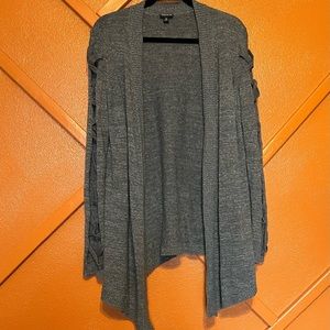 Torrid Open Cardigan with lace up detailing on the sleeves